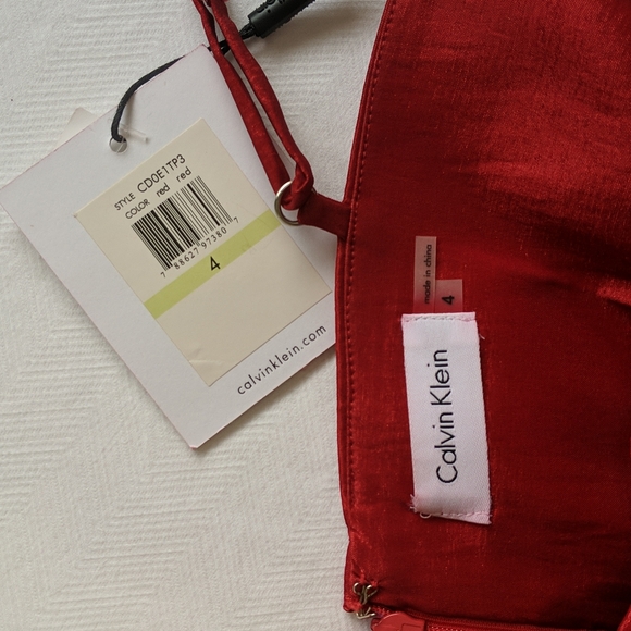NWT Calvin Klein red strappy mini dress with ruching women's US 4 - Picture 6 of 12